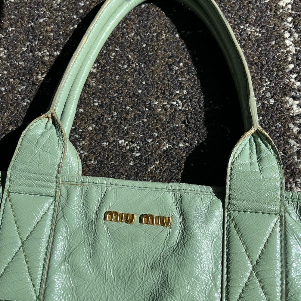 Miu Miu Seafoam Green Patent Tote Bag - Picture 6 of 8